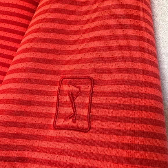 PGA Tour Class Fit Golf Polo Shirt Men's XL Size Red Striped Short Sleeve Casual - Picture 4 of 8